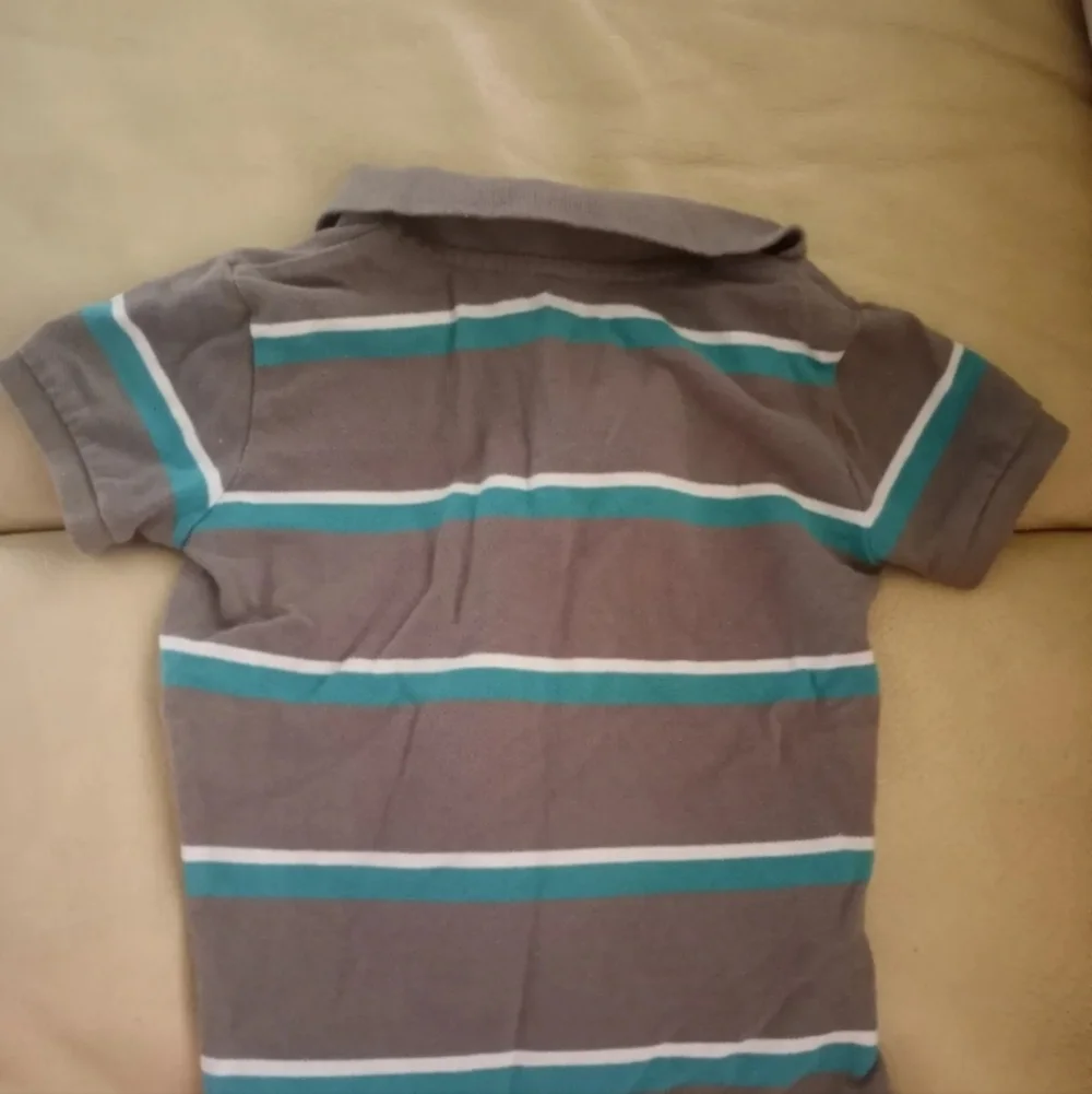 Baby Gap boys gray, white, aqua Striped Polo Shirt size 24 months